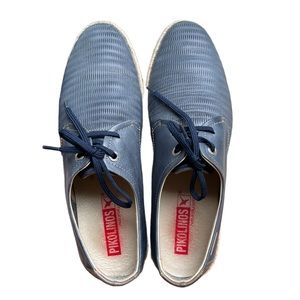 Pikolinos Leather Shoes 10 Blue Loafers Espadrille